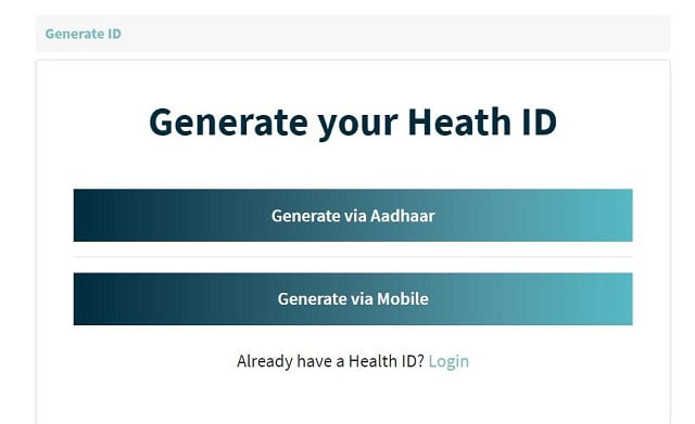 generate your health id card by mobile number or aadhar card